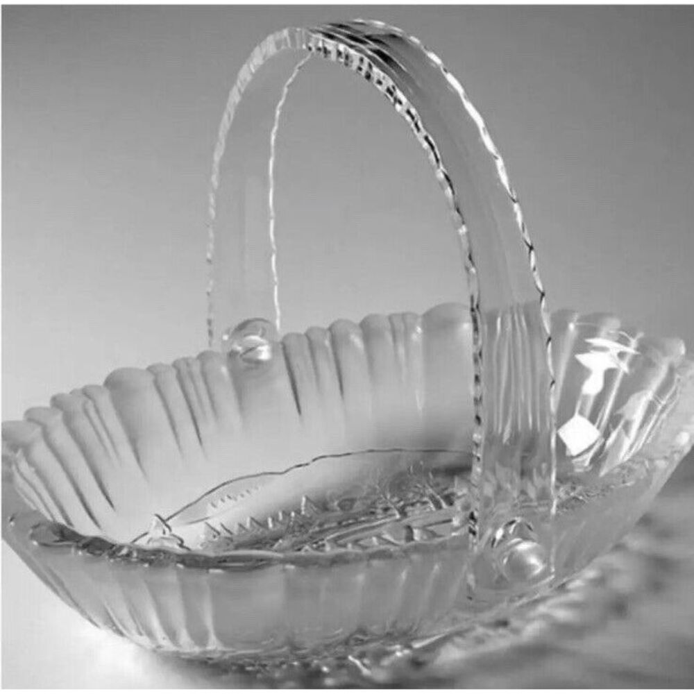 Mikasa‎ Winter Dreams Frosted Crystal Glass Bowl Handle Basket 9.5" NEW IN BOX